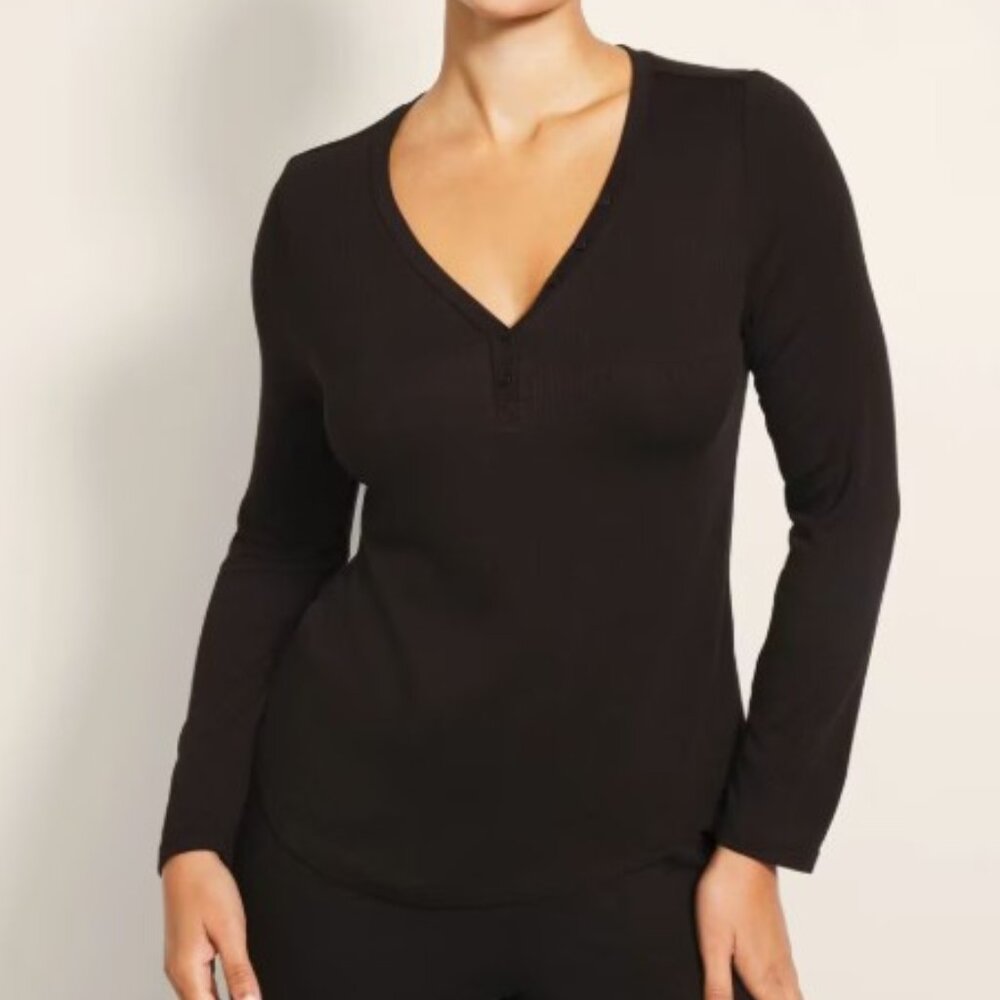 NWT Soma Lightweight Rib Long-Sleeve Henley Top